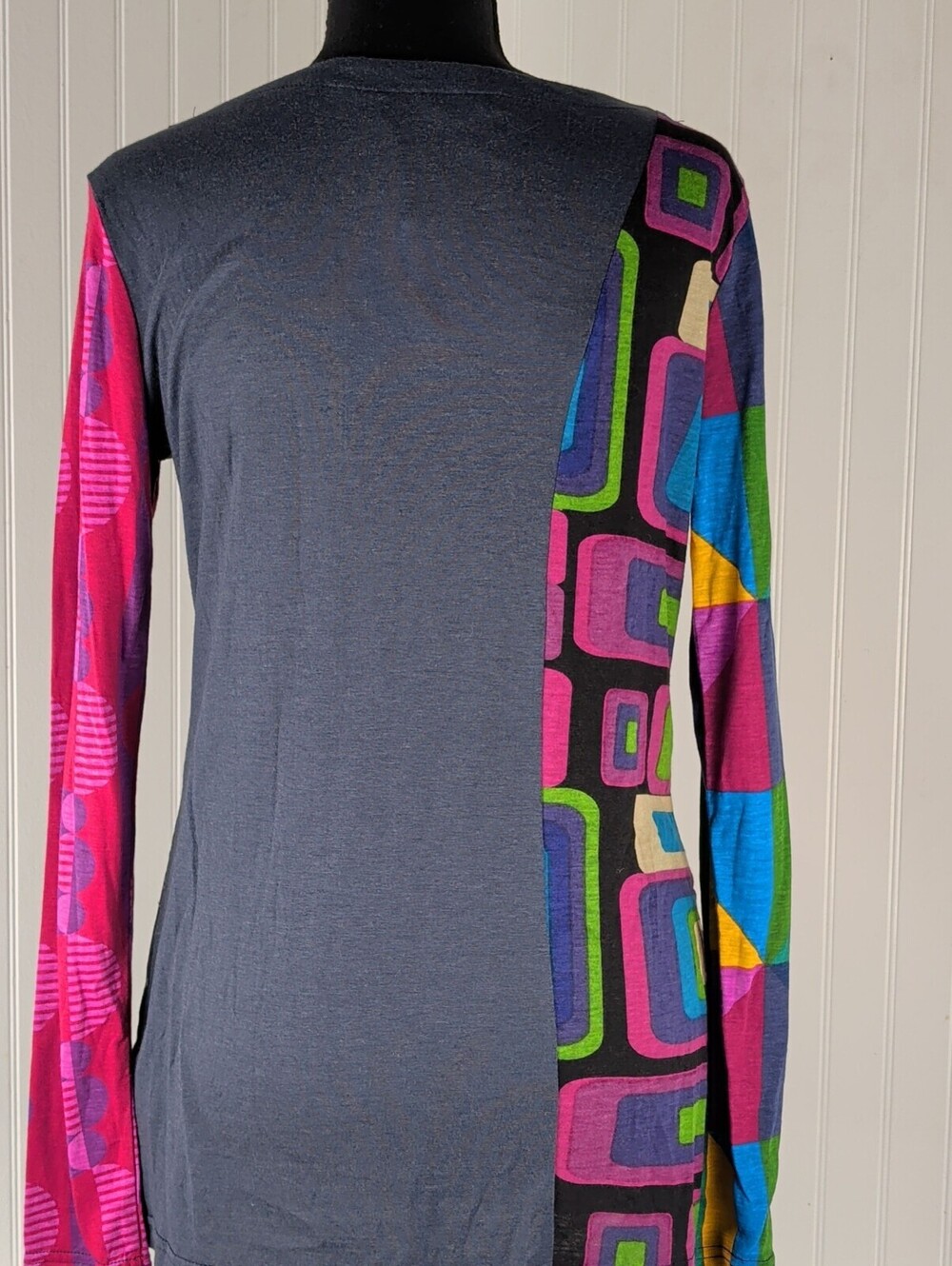Desigual Vintage Y2K Patchwork Floral Knit Long Sleeve Top Large - Picture 3 of 13